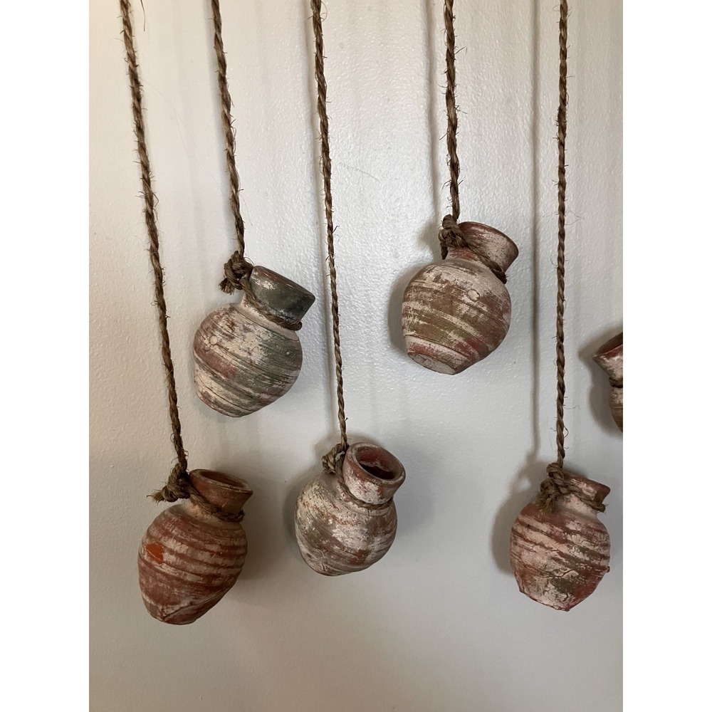 Rustic Hanging Clay Pots Wall Décor Mini Marks Southwest Farmhouse - Picture 2 of 6